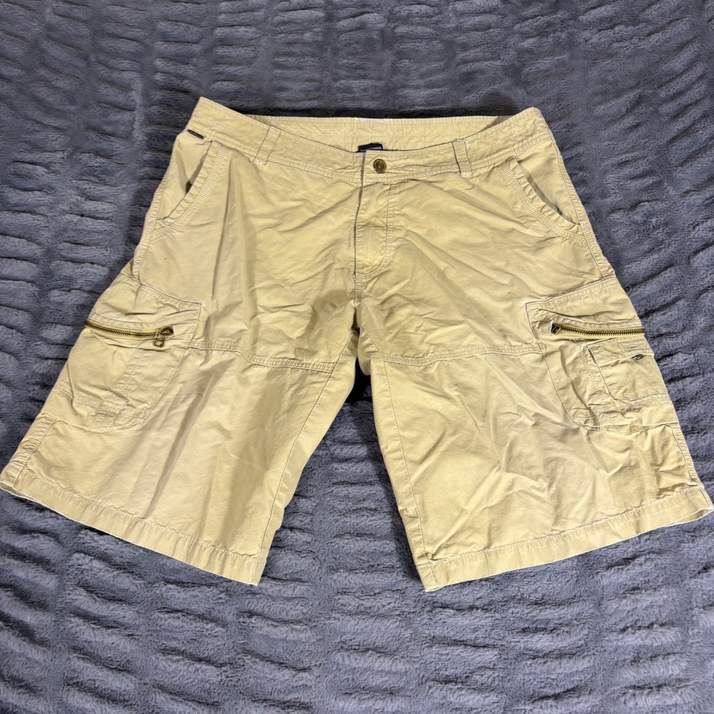 KUHL Mens 38 Khaki Tan Cargo Shorts Outdoor Hiking Gorpcore Utility 8-Pocket